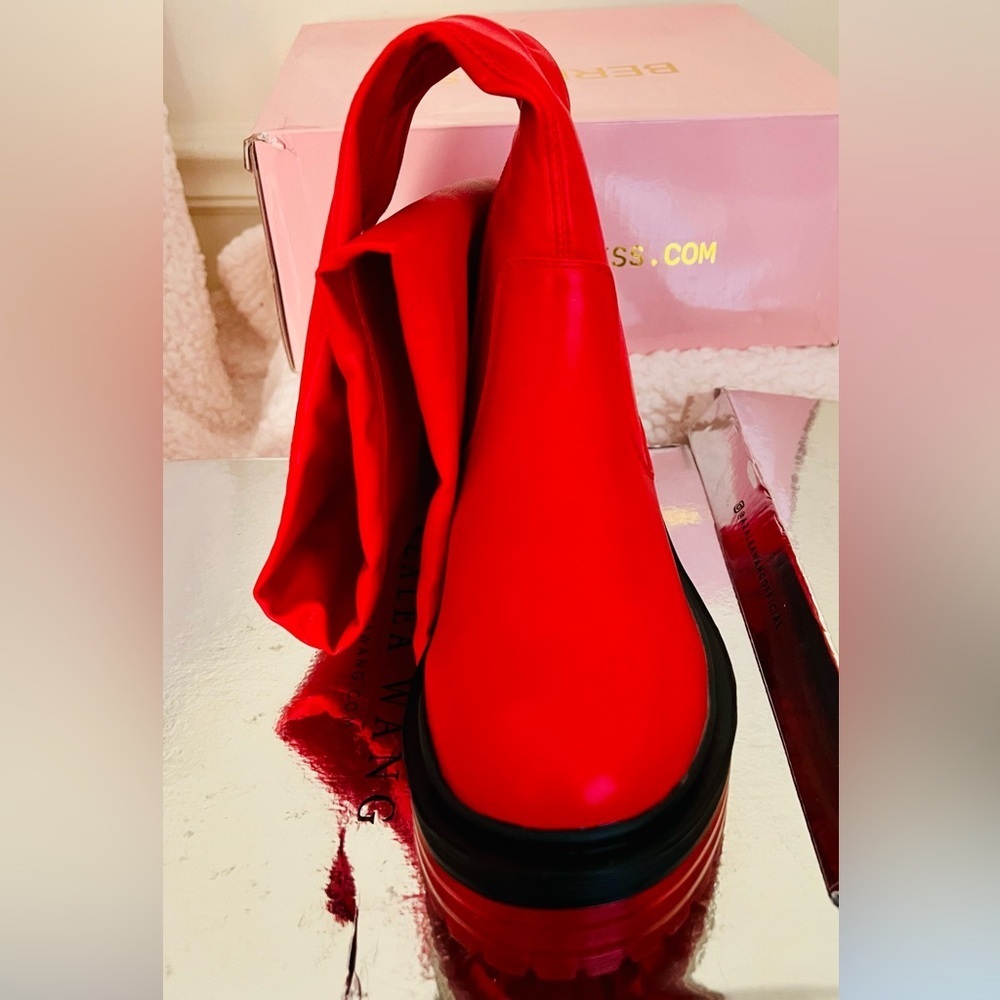 NIB Dolls Kill Azalea Wang Euro Thigh High Boots Surgplatform in Red - Picture 14 of 16